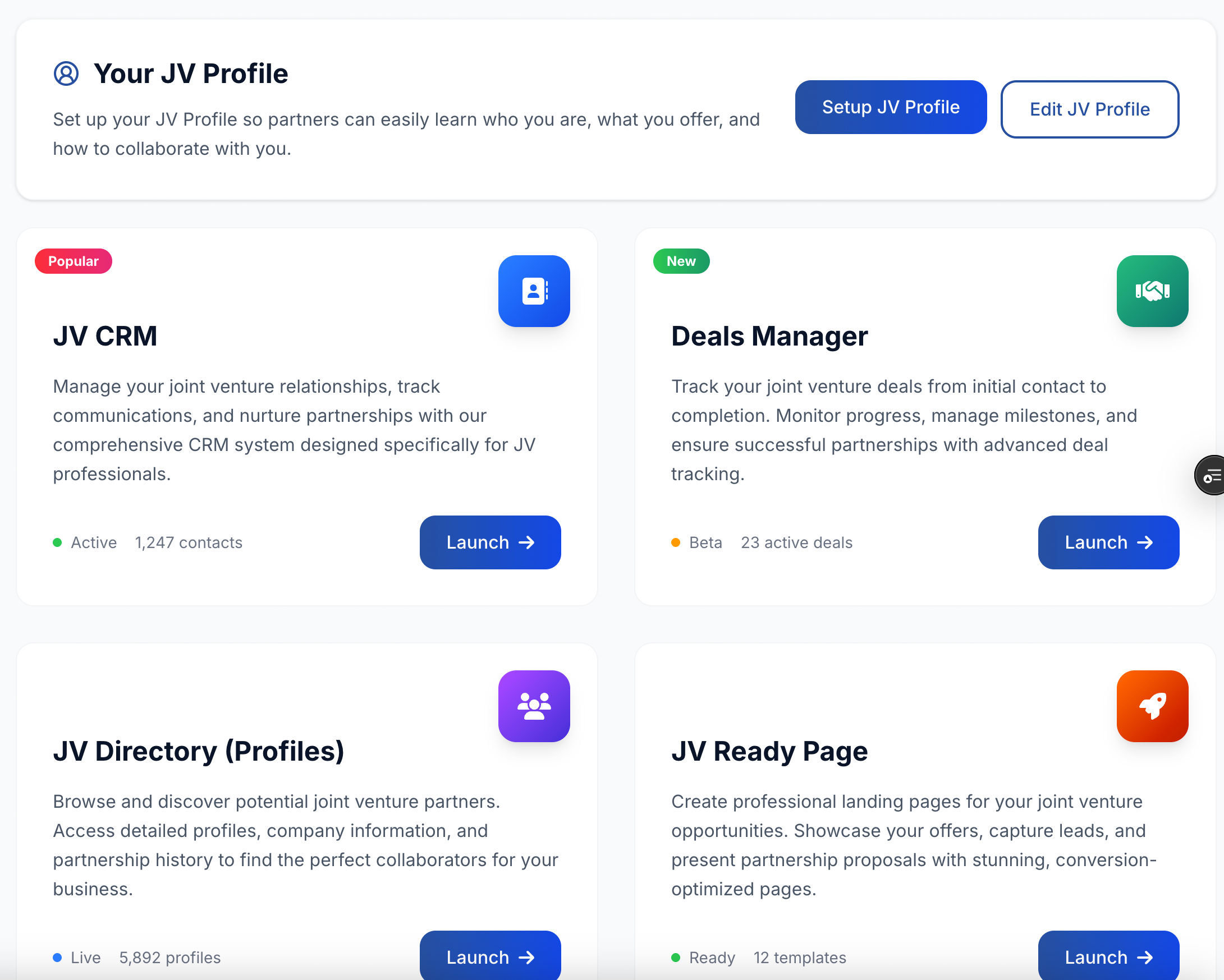 My JV Manager Dashboard